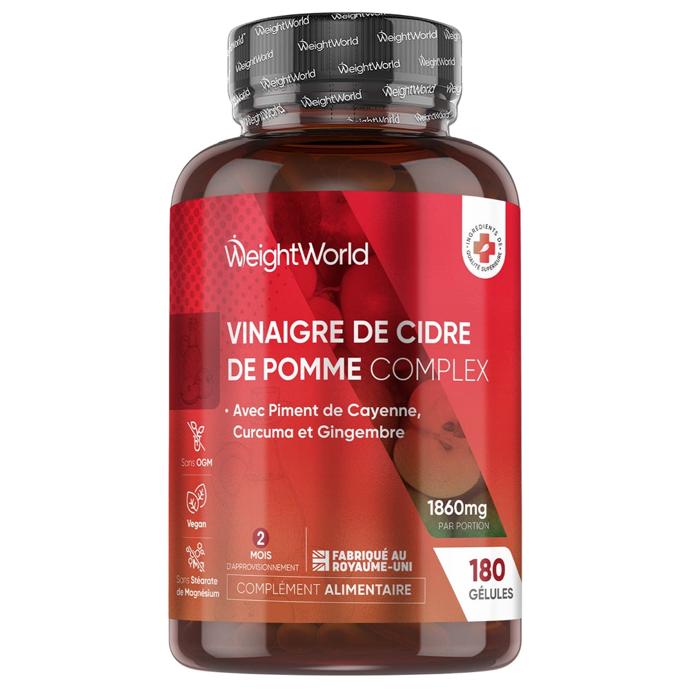 Vinaigre de cidre de pomme - 180 glules pour la gestion du poids |  WeightWorld