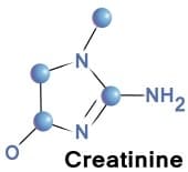 molecules bleu de creatinine sur un fond blanc - dechets du corps