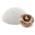 eponge konjac blanche et un fruit konjac sur un fond blanc eponge konjac blanche et un fruit konjac sur un fond blanc