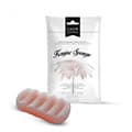 eponge konjac rouge et son sachet sur un fond blanc eponge konjac rouge et son sachet sur un fond blanc