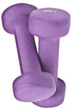 deux petite halteres de couleur violette sur un fond blanc