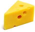 morceau de fromage gruyere avec des trous sur un fond blanc