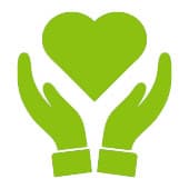 Graphiques de deux mains vert clair tenant un coeur Graphiques de deux mains vert clair tenant un coeur