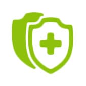Graphiques avec deux boucliers vert clair. Un bouclier a un + extérieur Graphiques avec deux boucliers vert clair. Un bouclier a un + extérieur