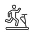 Graphiques de la personne qui court sur un tapis roulant. La personne bouge Graphiques de la personne qui court sur un tapis roulant. La personne bouge