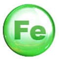 Cercle vert avec les lettres Fe au milieu. Le fond est blanc Cercle vert avec les lettres Fe au milieu. Le fond est blanc