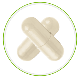 deux gelules blanches sur un fond blanc entourées d'un cercle vert deux gelules blanches sur un fond blanc entourées d'un cercle vert