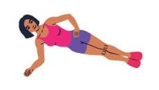 personnage féminin en train d'effectuer un gainage latéral personnage féminin en train d'effectuer un gainage latéral