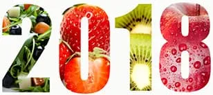logo 2018 ecrit avec des fruits sur un fond blanc - weightworld