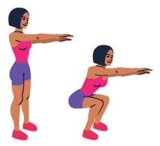 personnage féminin en train d'effectuer des squats