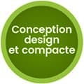 cercle vert avec un design aérodynamique compact écrit à l'intérieur