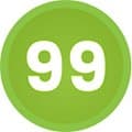 cercle vert avec 99 écrit à l'intérieur pour représenter 99 niveaux d'intensité
