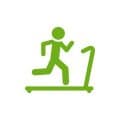 petite icone d'un personnage vert courant sur une tapis de course