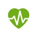 petite icone d'un coeur vert avec un signal electrique sur fond blanc