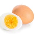 deux oeuf durs de poule coupé en deux sur fond blanc deux oeuf durs de poule coupé en deux sur fond blanc