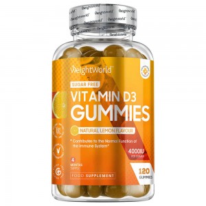 Gummies de Vitamine D3 Gummies de Vitamine D3 | Santé osseuse et système immunitaire | 4000 UI | 120 gélifiés à mâcher