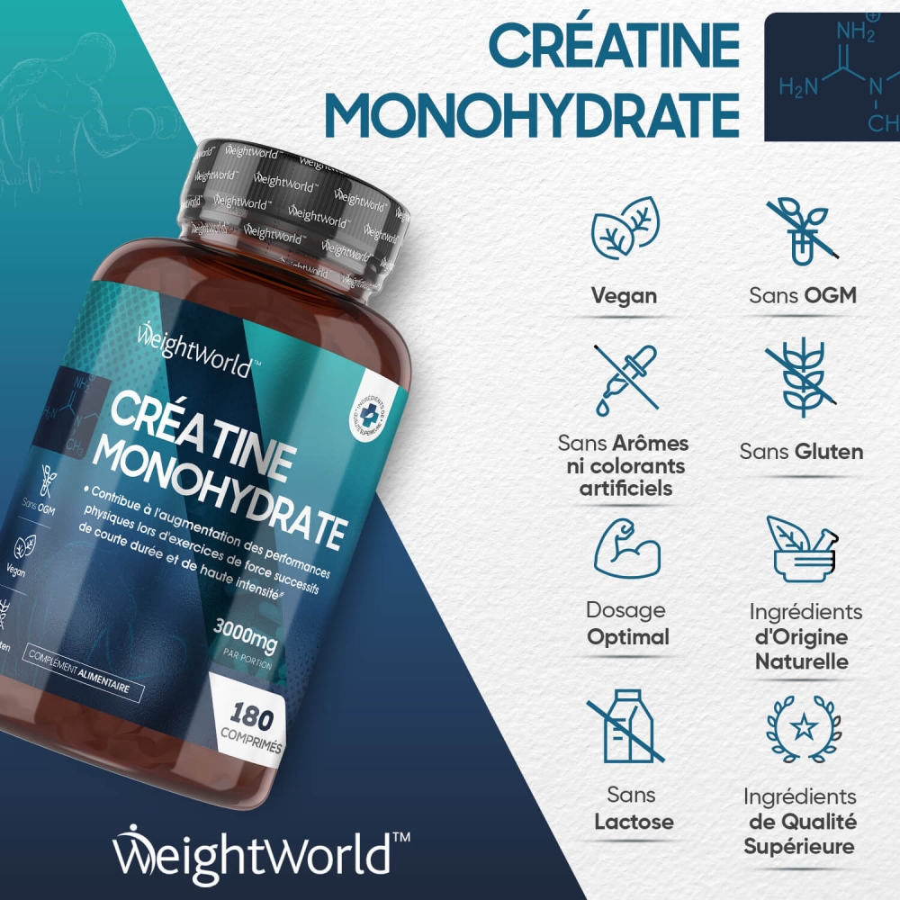 Créatine Monohydrate Gain Musculaire WeightWorld