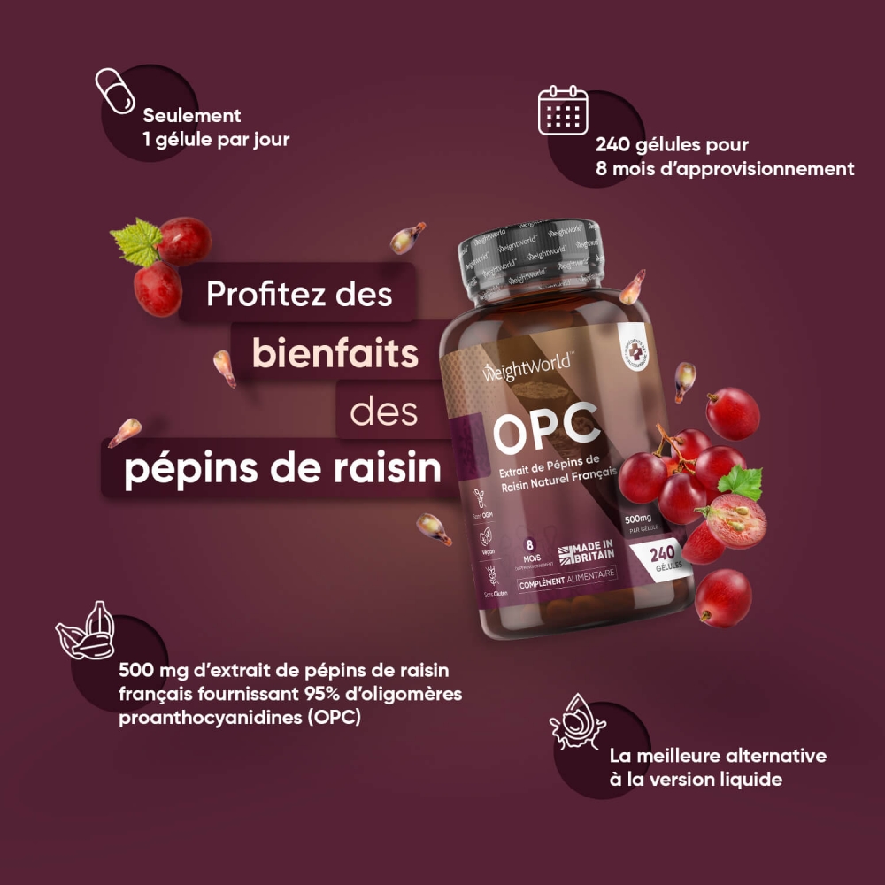 Extrait de Pépins de Raisin Français OPC 500mg