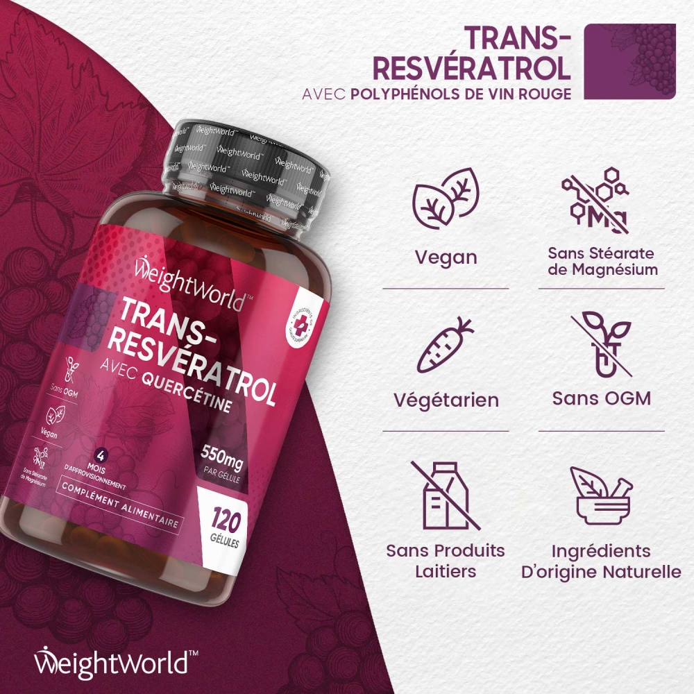 Resveratrol en Gélules | Riche en antioxydants | WeightWorld