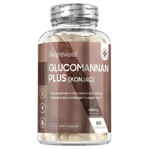 boite de glucomannan plus - complement minceur naturel au konjac sur fond blanc