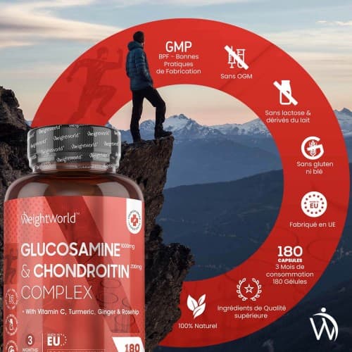 Glucosamine & Chondroïtine - Santé des Articulations - 180 gélules