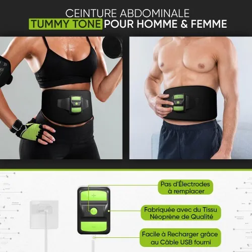 Ceinture d'électro-stimulation abdominale Femme et Homme, Stimulation  électrique