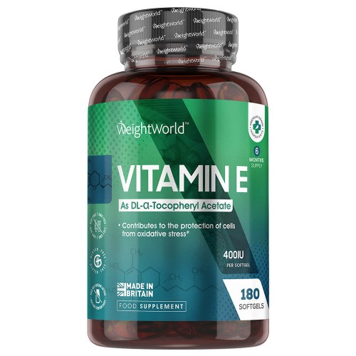 Vitamine E 400 IU | Riche source d’antioxydants naturels | 180 Capsules molles