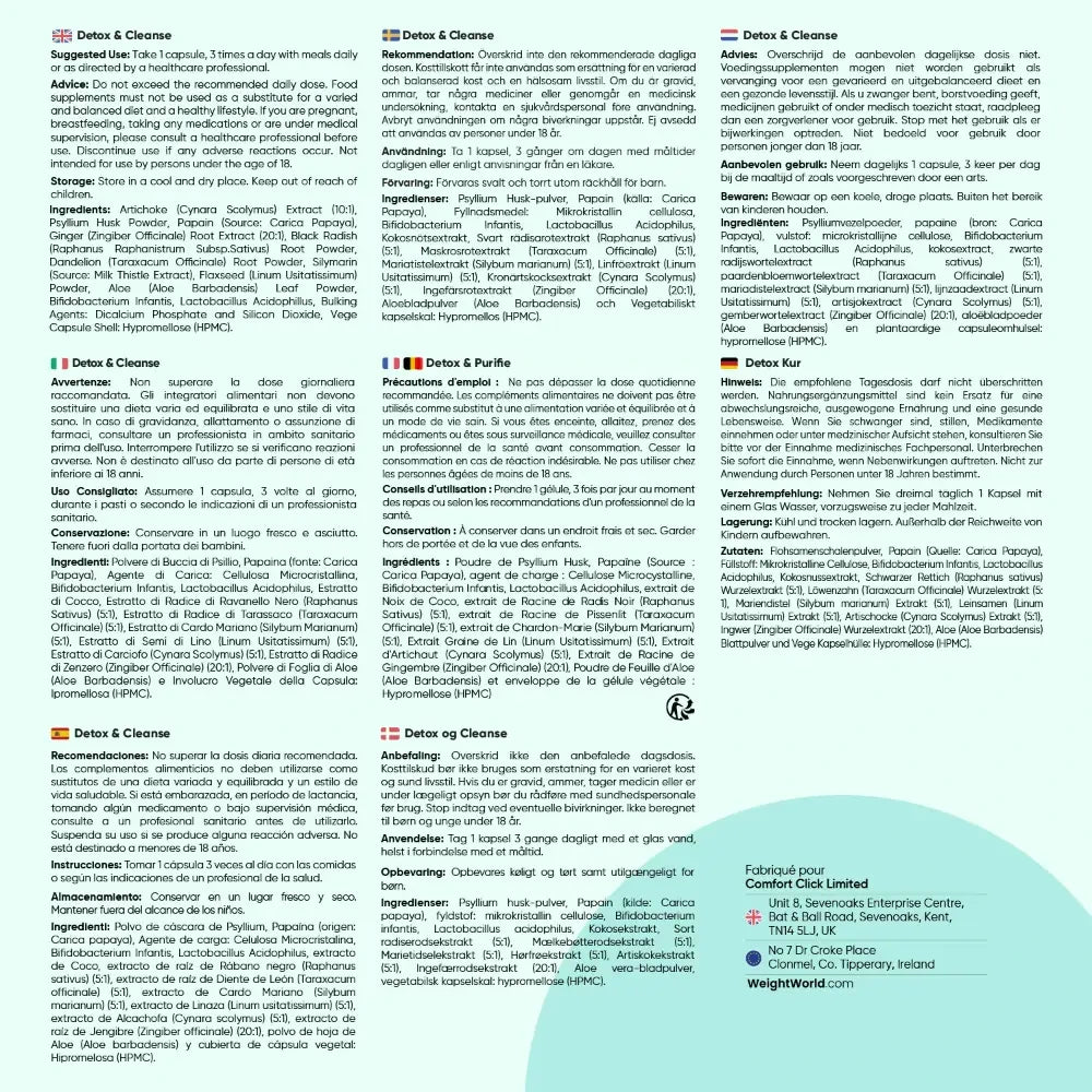 Notice avec ingrédients, conseils d’utilisation, recommandations et précautions
