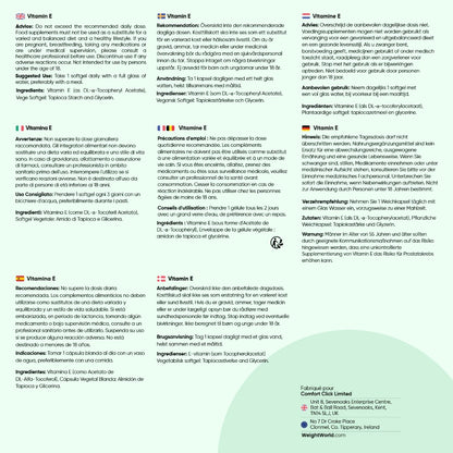 Notice multilingue WeightWorld Vitamine E 400 UI, conseils d’utilisation