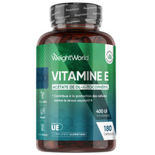 Flacon de vitamine E 400 UI en gélules WeightWorld, 180 capsules