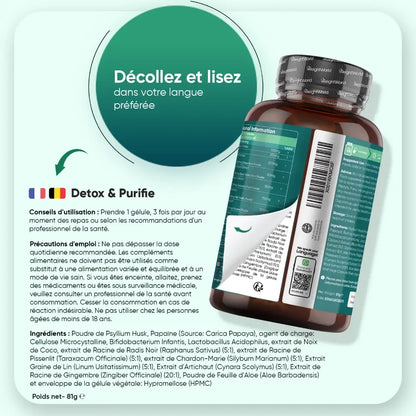 Bouteille WeightWorld au dos, informations d’emploi, précautions et liste d’ingrédients