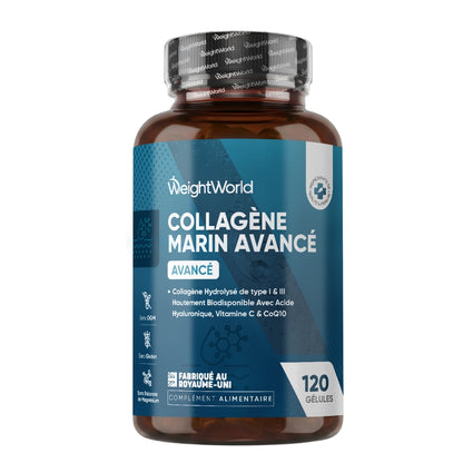 Flacon WeightWorld Collagène Marin Avancé, complément en gélules, 120 gélules
