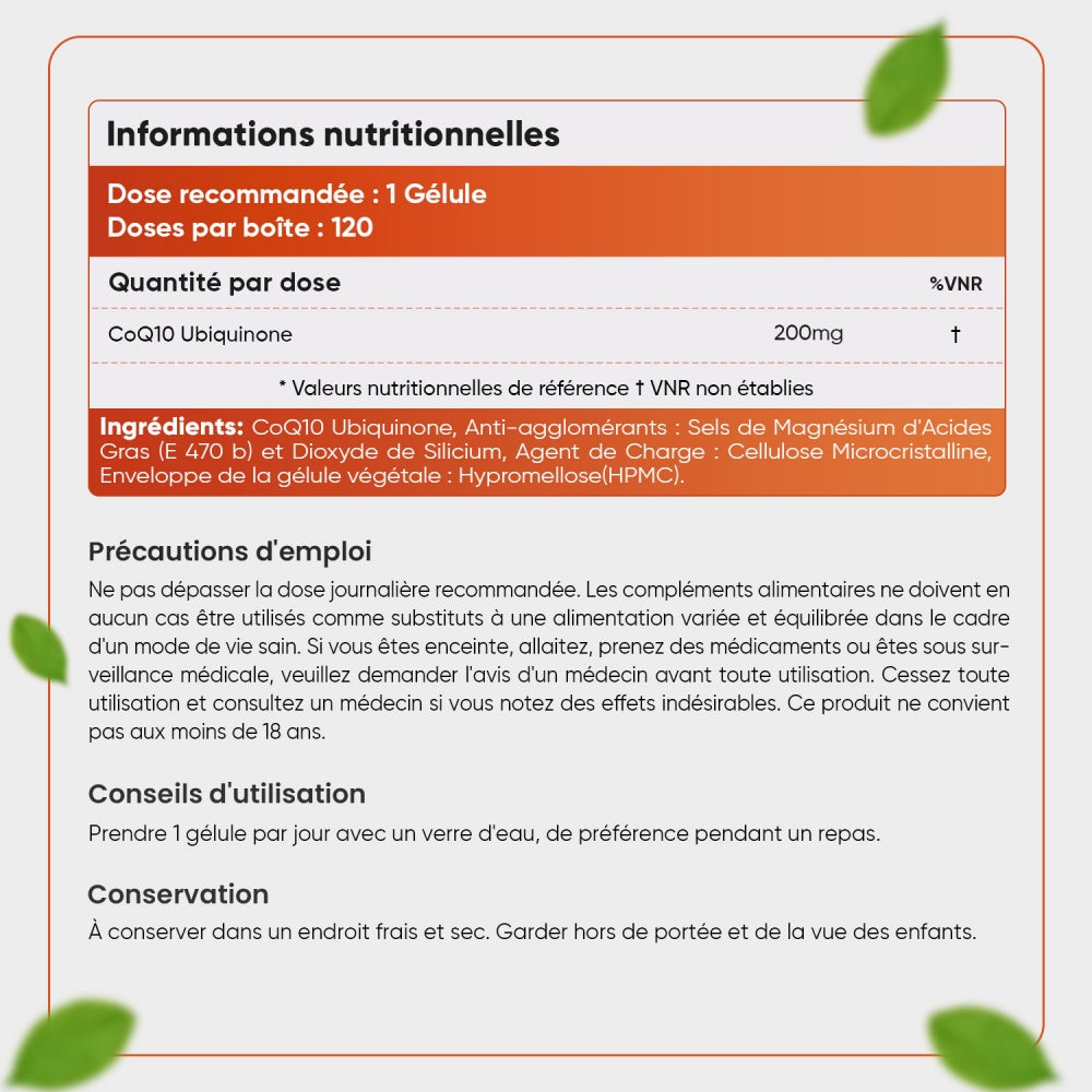 Informations nutritionnelles du CoQ10 de WeightWorld