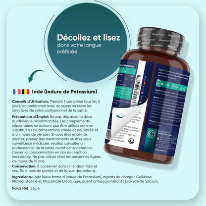 Étiquette arrière du flacon WeightWorld d’iode : conseils et précautions d’emploi