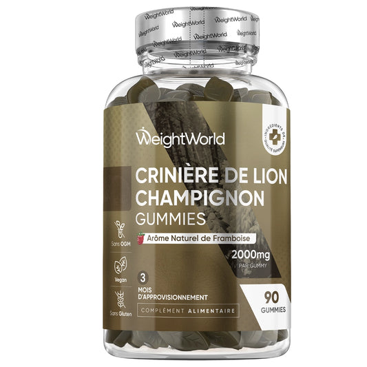 Pot de gummies WeightWorld crinière de lion, arôme framboise