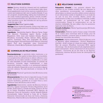 Conseils d’utilisation sur l’emballage des gummies de mélatonine WeightWorld