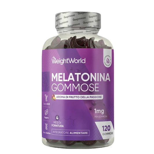 Flacon de gummies à la mélatonine 1 mg WeightWorld, 120 gommes