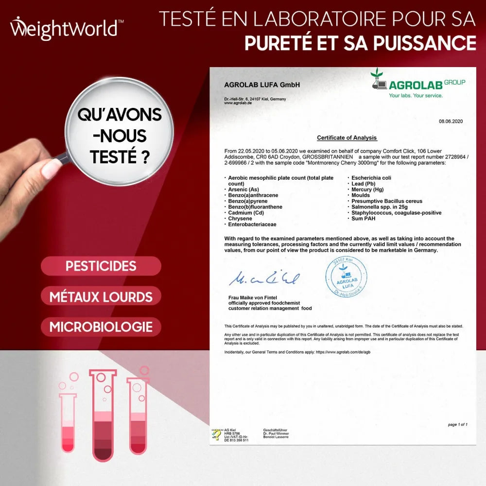 Produit certifié et testé en laboratoire