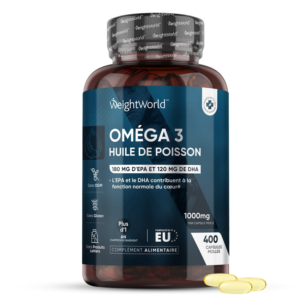 Oméga 3 1000 mg issus d’huile de poisson en capsules molles