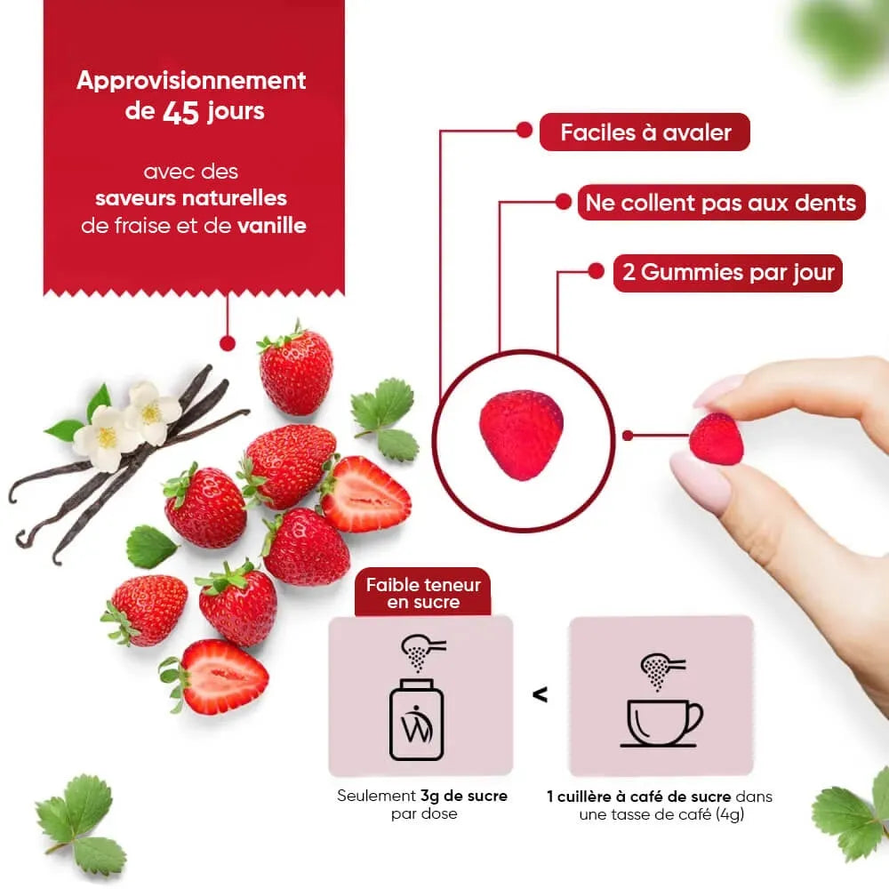 Gummies saveur fraise et vanille pour soutenir la digestion