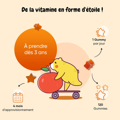Gummies vitamine D3 en forme d’étoile, 1 gummy par jour dès 3 ans