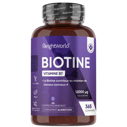 Bocal de comprimés de biotine vitamine B7, 365 comprimés, bouchon noir
