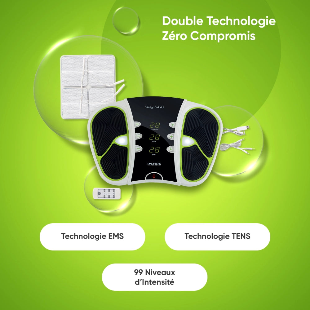 Appareil WeightWorld noir et blanc avec télécommande et électrodes