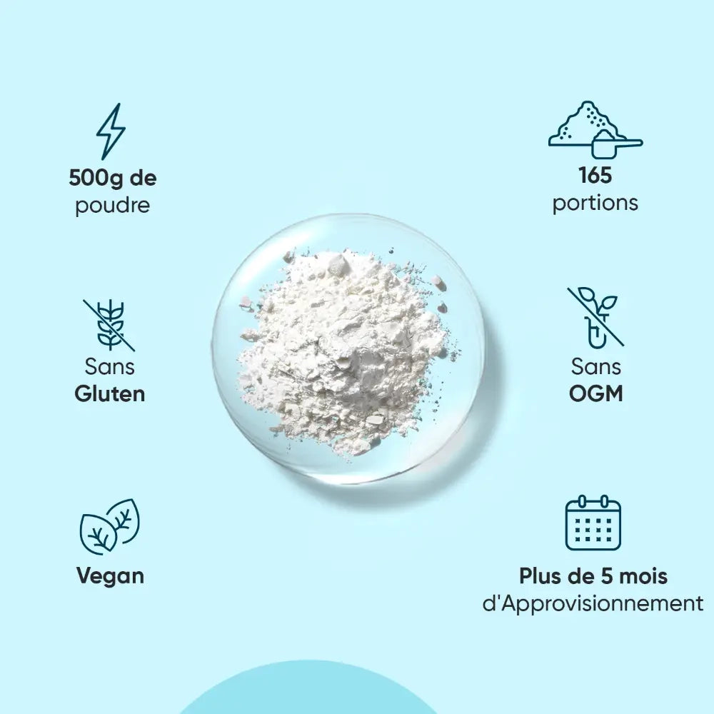 Bol de poudre de créatine monohydrate, 500 g, sans gluten, vegan, sans OGM.