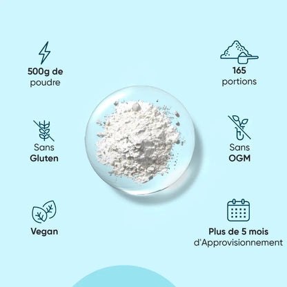 Bol de poudre de créatine monohydrate, 500 g, sans gluten, vegan, sans OGM.