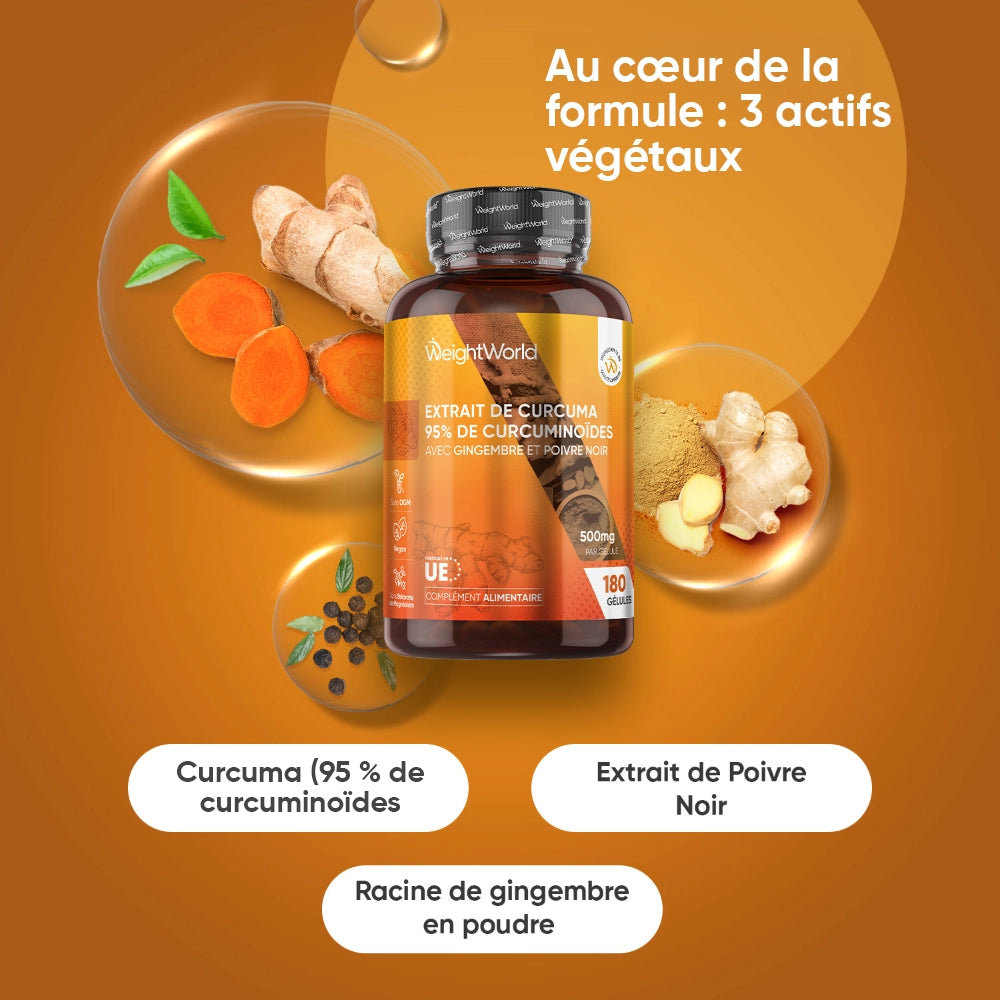 Flacon WeightWorld curcuma, gingembre et poivre noir, bouchon noir