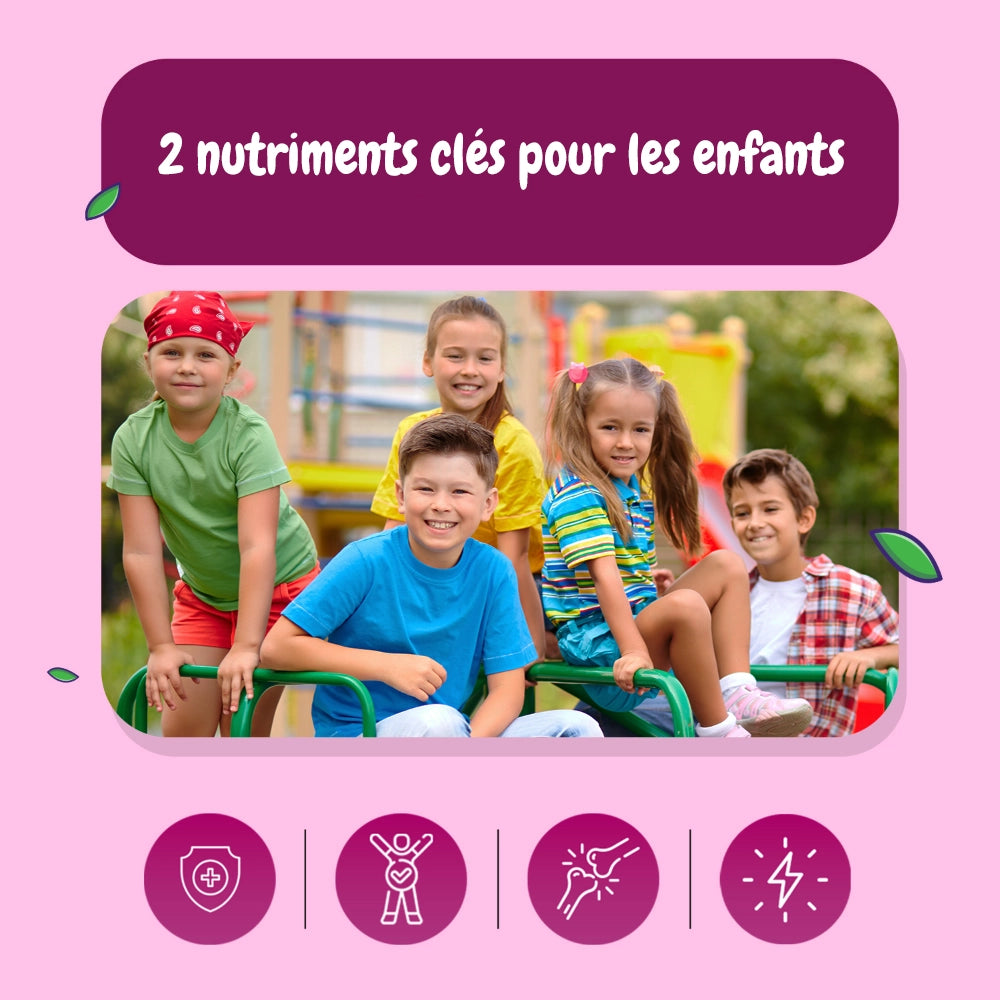 Enfants souriants en extérieur, visuel d’utilisation des gummies pour enfants