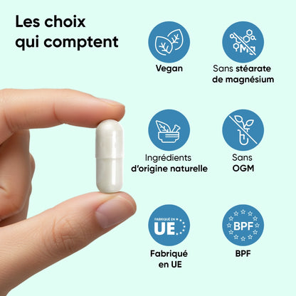 Gélule blanche en main, complément WeightWorld L-théanine au poivre noir