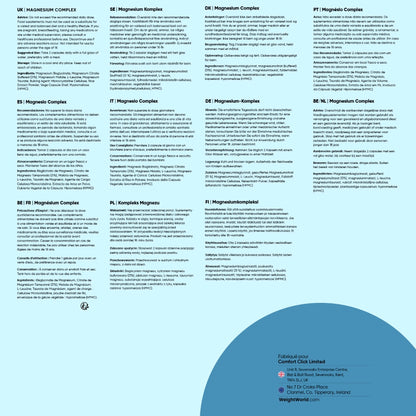 Planche d’informations du complexe de magnésium WeightWorld en plusieurs langues