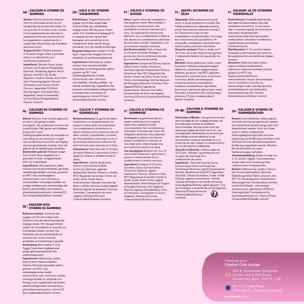 Notice avec texte dense : informations et recommandations sur les gummies
